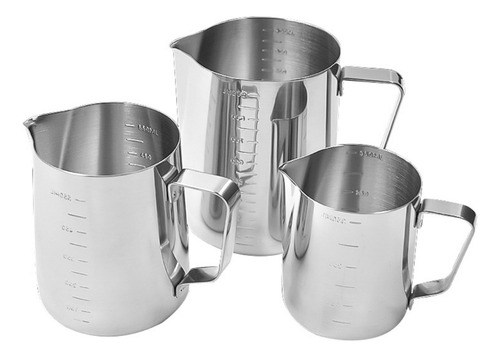 Barista Pitcher Jarra Leche Arte Latte Velas Set X3 Plateado