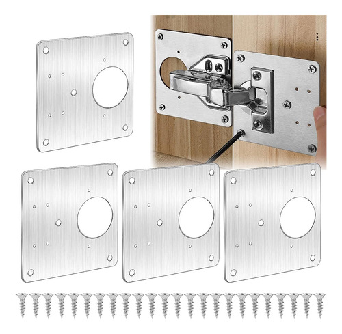 4 Pcs Placas De Reparación Bisagra Para Puerta Armario