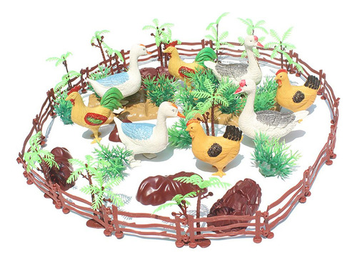 Mb 55 Peças Simulação Fazenda Animais Aves Set Brinquedos