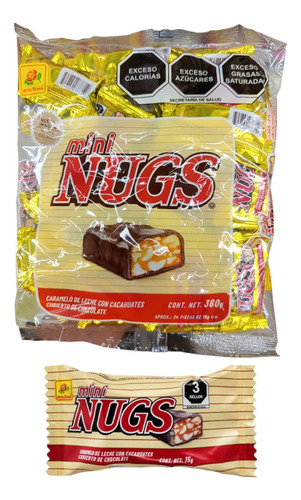 Mini Nugs Chocolate 72pz Con Caramelo Cacahuate De La Rosa E