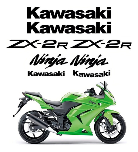 Kit Adesivo Faixa Para Kawasaki Ninja 250r Zx-2r 13392 Cor Preto