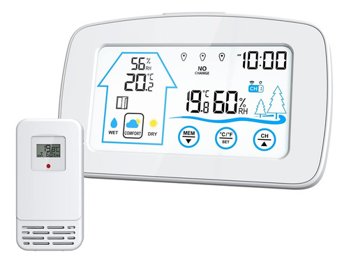 Digital Reloj De Pared, Con Termómetro E Higrómetro