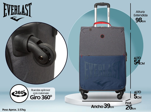 Valija Semi Rígida Mediana 24 Liviana 4 Ruedas Giro 360