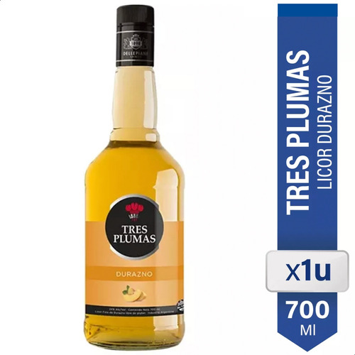 Licor Tres Plumas Durazno - 01almacen