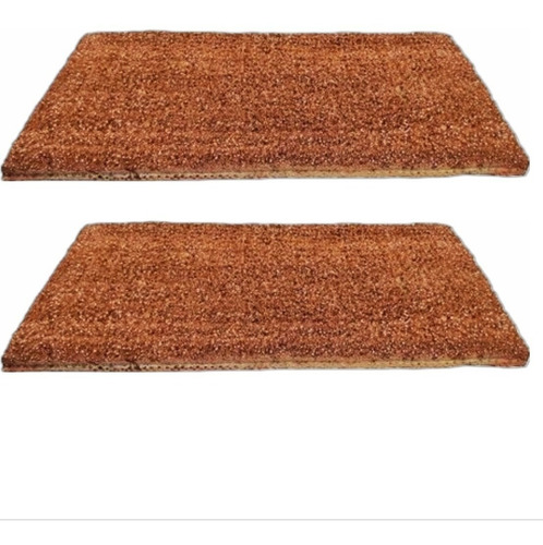 2 Tapete Capacho Fibra De Coco Para Porta De Casa Sala 60x30 Desenho Do Tecido Marrrom Higiênico