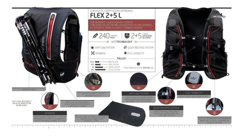 Imagen 2 de 6 de Chaleco Hidratacion Weis Running Flex 2+5 Lts 240 Grs Correr
