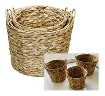 Comprar Set X 3 Canastos Porta Macetas Redondos Seagrass Yute Mimbre