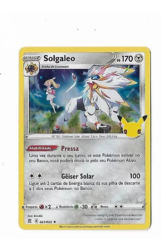 Carta Pokémon Lendário Solgaleo Gx Rainbow Sol E Lua