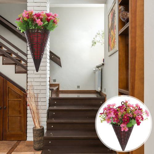 Cesta Colgante De Pared Con Flores Artificiales Para Colgar