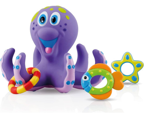 Pulpo Morado Flotante Nuby Con 3 Anillos De Hoopla Juguete I