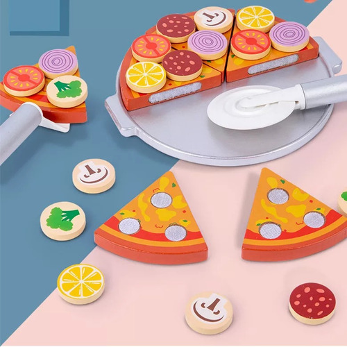 Imagen 2 de 6 de Pizza Comida De Juguete Alimento Para Cortar