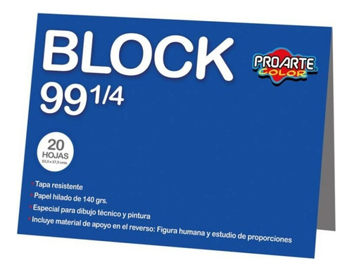 Block De Dibujo N° 99 Grande 1/4 20 Hojas Proarte (pack X 3)