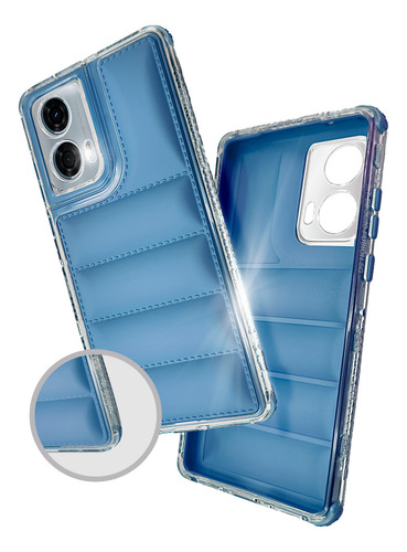Funda Puff Moto Edge 50 Fusion Con Mica Azul