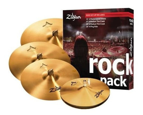 Set Platillos Zildjian A Rock Mastersound Hi Hat 17+19+20 Color Dorado