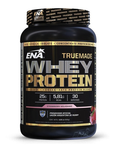Suplemento en polvo ENA Sport True Made Whey Protein proteínas sabor strawberry milkshake en pote de 930g