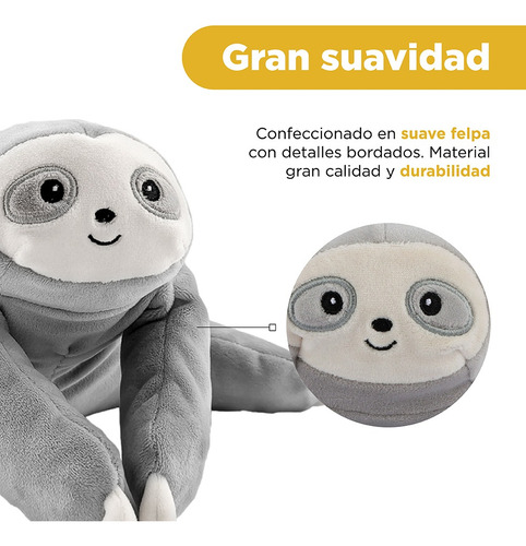 Miniso Peluche Perezoso Felpa Rosa 20x12 Cm Color Gris
