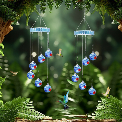 P Feeder Outdoor Hanging Iron Wind Chime Glass Hummingbird