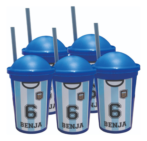 Souvenir Cumpleaños 20 Vasos Milkshake Pers.+ Banderin Papel