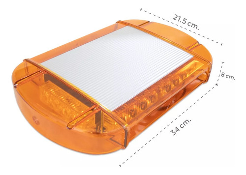 Torreta Led Ambar Tipo Patrulla 9 Funciones Estrobo Iman