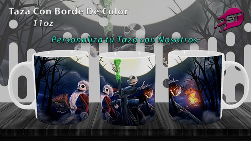 Taza Borde Color Alusiva Al Extraño Mundo De Jack Jack-004