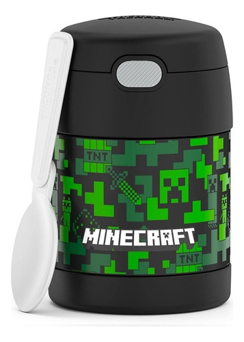 Thermos Minecraft Botella Funtainer De Acero Inoxidable Color Negro