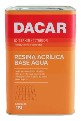 Resina Acrilica Base Agua Dacar Brilhante 18 Litros