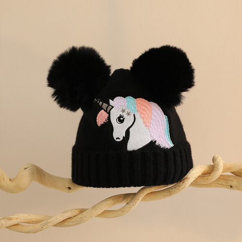 Gorro De Punto Con Unicornio, Gorro Cálido De Invierno Para