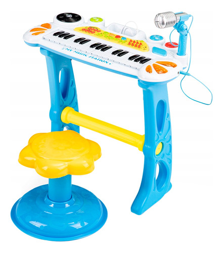 Karaoke Piano Microfono Juguete Azul Niño