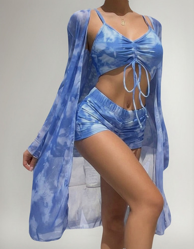 Traje De Baño Juego De Bikini 3 Piezas Playa Pareos Sexy