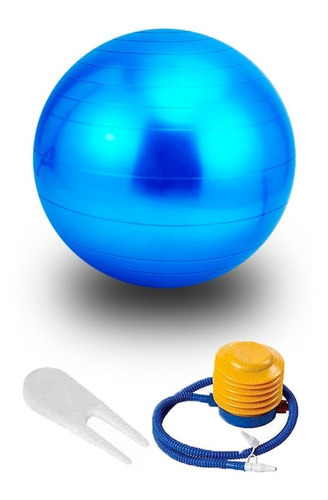 Pelota De Pilates Yoga 55cm + Bomba De Aire H Y T Color Azul