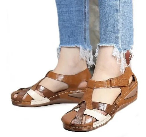 Sandalias Mujer Tallas Grandes Zapatos Retro Dedo Redondo