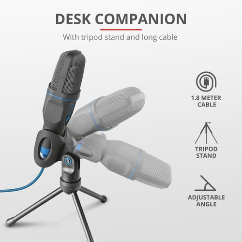 Microfono Trust Mico Con Tripode Plug 3,5mm Usb Color Negro