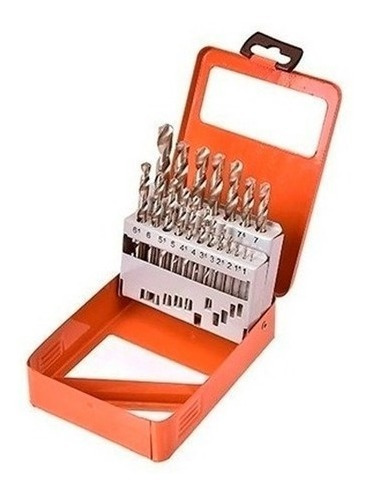 Set 25 Mechas Acero Rapido + Caja Metalica Tactix   Cc