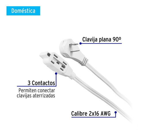 Extensión Domestica Blanca 2 Mt Volteck 48000