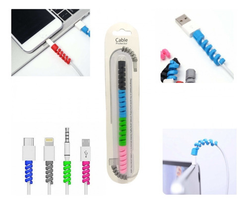 Kit 4 Protetor Cabo Fio Carregador Usb Celular Cor Colorido