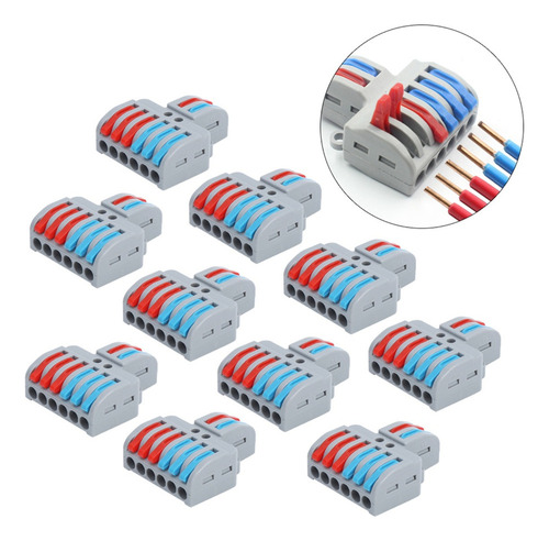 For 10* Bloques Terminales 2entradas 6salidas Cableado