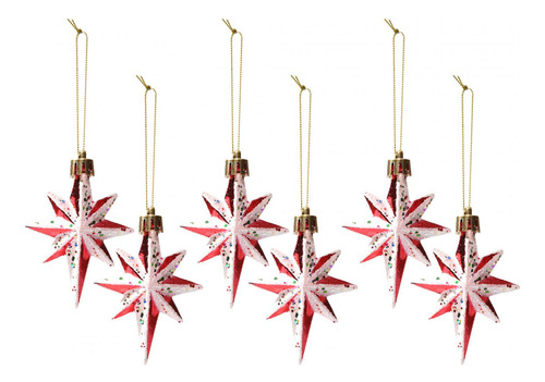 2 Enfeites De Árvore De Natal, Estrela De 8 Pontas 6pcs