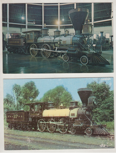 Ferrocarril 2 Postales Locomotoras Antiguas Museo Baltimore
