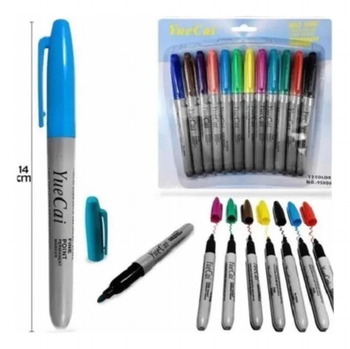12 Plumon Marcador Permanente Tipo Sharpie Colores