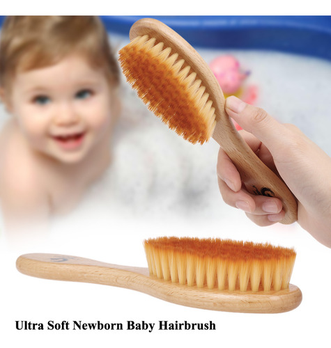 Cepillo De Pelo Ultra Suave Para Bebés Con Mango De Madera P