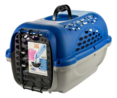 Caixa Para Animais De Estimação Plast Pet Panther Azul Tamanho N.4