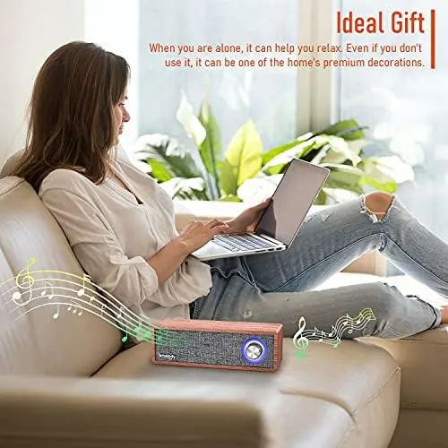 Smalody Wood Retro Bluetooth Speaker, Mini Altavoces Bluetoo