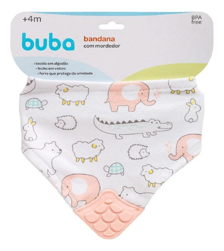 Bandana Infantil Com Mordedor Animais Rosa 15285 - Buba
