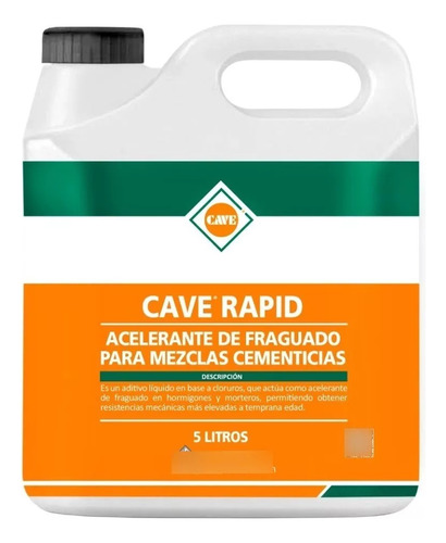 Cave Rapid - Acelerante De Fraguado, Bidón 5 Lt