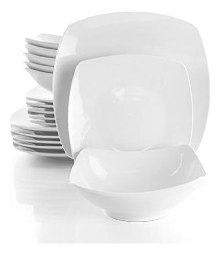 Vajilla De Porcelana Blanca Elama, 18 Piezas, Newman