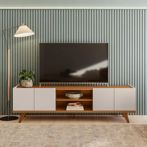 Rack Para Tv Até 75 Brazos  - Colibri Cor Off White Matte / Frejo