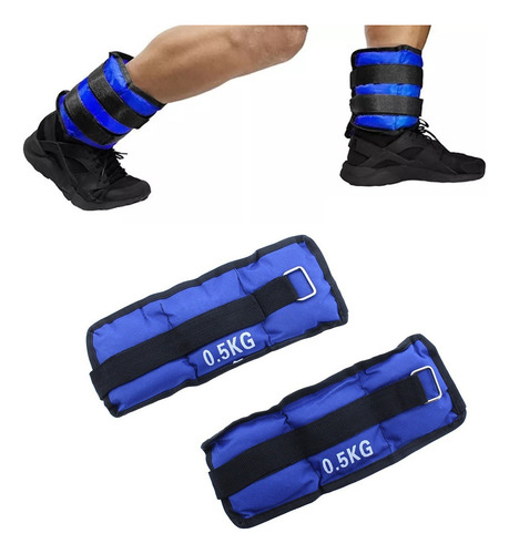 Pesos no tornozelo Pesos no tornozelo Pesos para exercícios 500 g Cor azul
