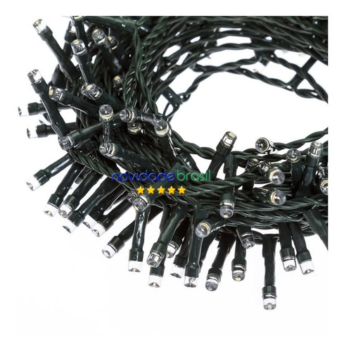 Imagem 3 de 9 de Cordão 300 Leds Fixo Branco Quente 30 Metros Macho / Fêmea