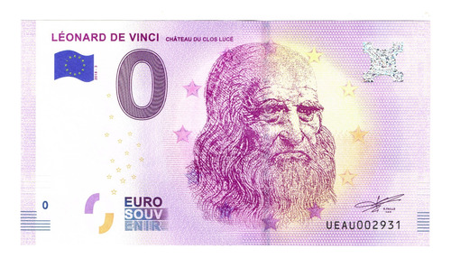 Billete 0 Euros Souvenir Leonardo Da Vinci Francia 2019-500º