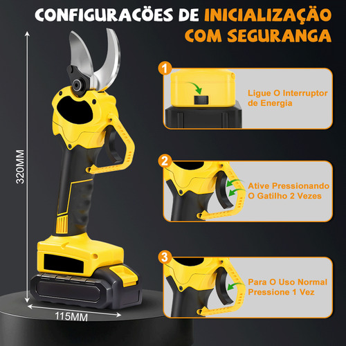 Tesoura Alicate Poda Galho Árvore Elétrica Tesoura 30mm 21v Preto